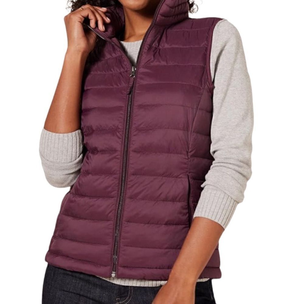90 Degree by Reflex Burgundy Puffer Vest Size Small